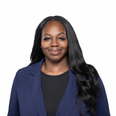 Black women professional lawyer headshot on white background
